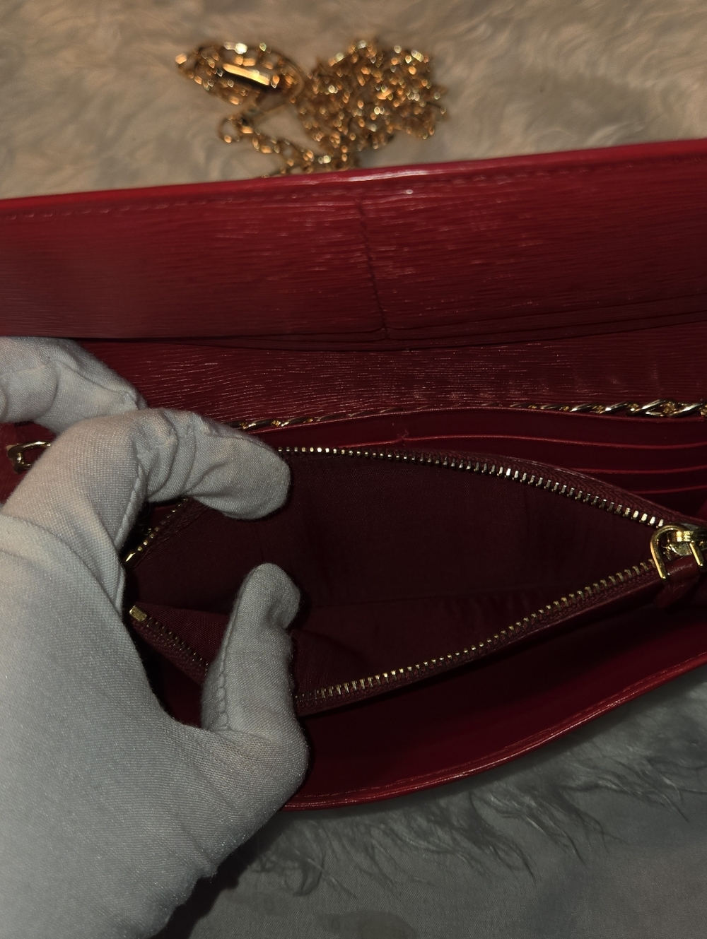 Prada Red Saffiano Vitello Move Wallet Crossbody Bag Id Card Holder With Chain - Picture 4 of 16